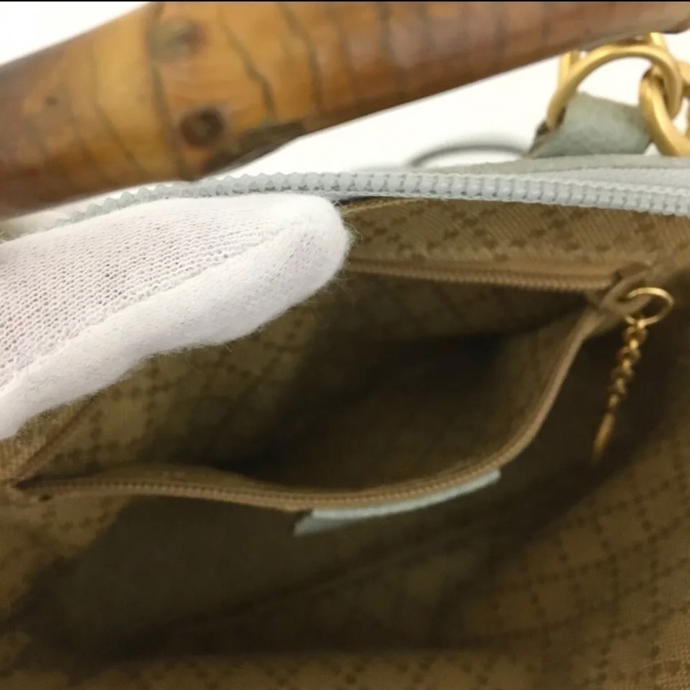 GUCCI Bamboo Handle Gray Suede Mini Hand bag/shoulder bag - Picture 12 of 17